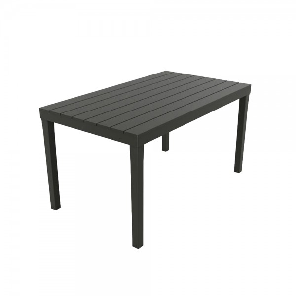 Mesa rectangular para exterior. color: negro 72x138x78cm ipae progarden